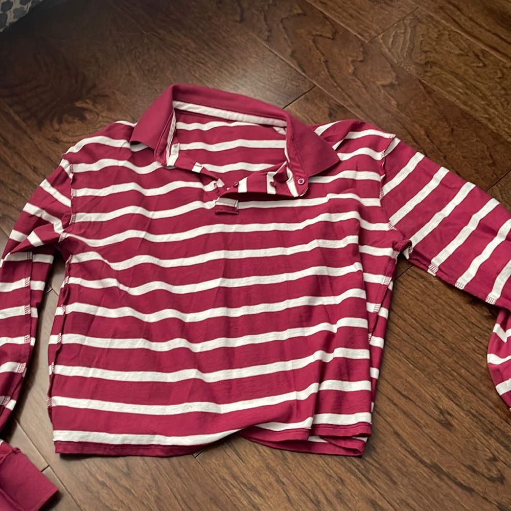 Arizona Jean Co. | long sleeve red and white striped crop top